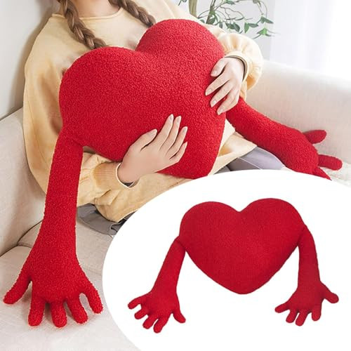 Valentine's Day Heart Hug Throw Pillow, 19.69x15.75 inch Heart Decorative Throw Pillow with Arms, Heart Stuffed Cushion Decorative Throw Pillow for Living Room Car Sofa Couch | Amazon (US)