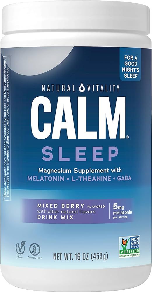 Natural Vitality Calm Sleep, Melatonin & Magnesium Citrate, Sleep Aid Drink Mix, GABA, Sleep Aid,... | Amazon (US)