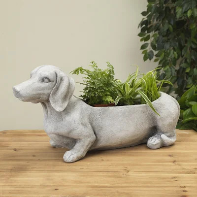 22 In. Magnesium Dog Figurine Planter | Wayfair Professional