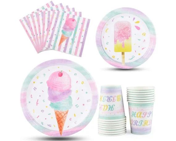 Ice Cream Party Dinnerware Set - Ice Cream Birthday Party Birthday Decorations Ice Cream Social S... | Etsy (US)