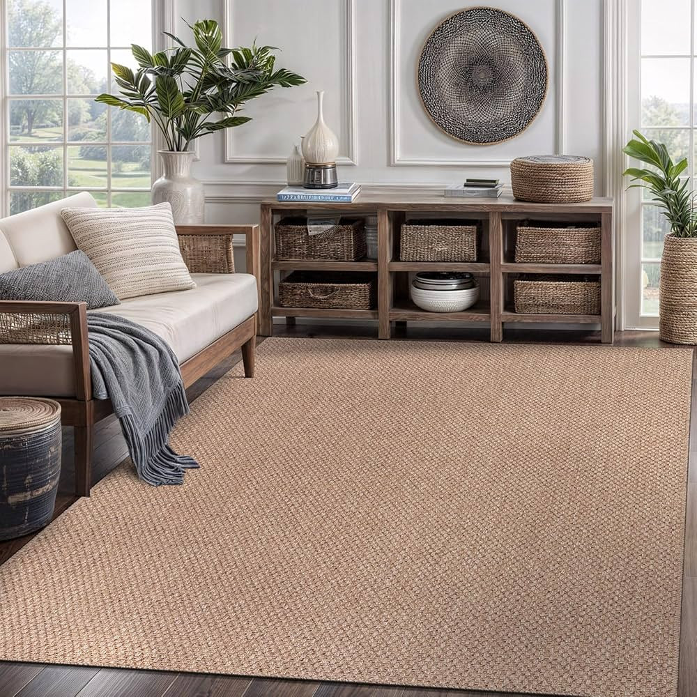 CAMILSON Easy Jute Rug 5x7, Indoor Outdoor Natural Color Farmhouse Area Rugs for Living Room Pati... | Amazon (US)