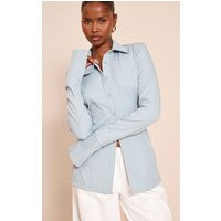 Sky Blue Woven Fitted Shirt | PrettyLittleThing UK