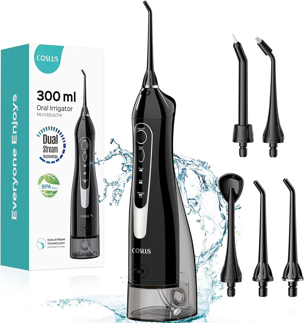 COSLUS Water Dental Flosser Teeth Pick: Portable Cordless Oral Irrigator 300ML Rechargeable Trave... | Amazon (US)