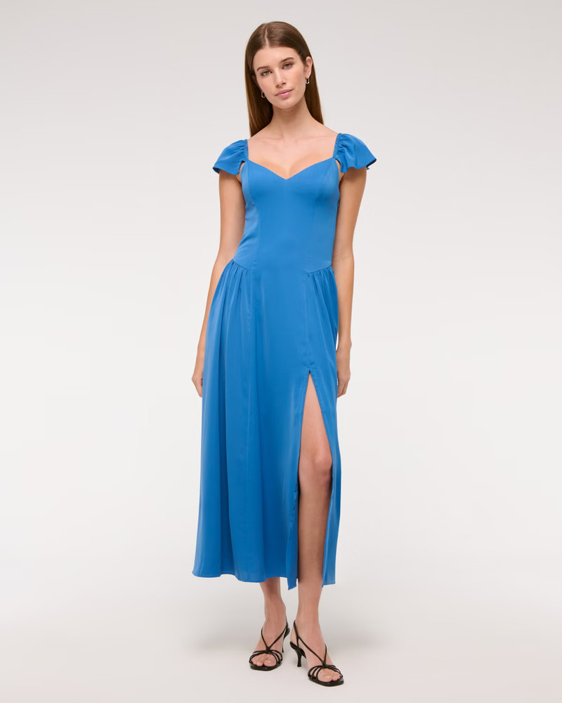 Women's Flutter Sleeve Midi Dress | Women's Dresses & Jumpsuits | Abercrombie.com | Abercrombie & Fitch (US)