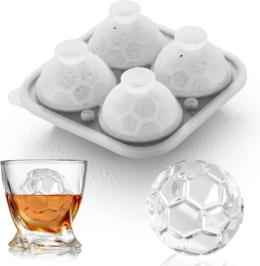 ACOOKEE Silicone Soccer Ball Ice Cube Mold Fun Shapes, Novelty Soccer Gifts, 2.2" Large Craft Rou... | Amazon (US)