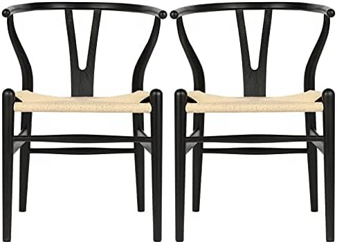 VODUR Wishbone Chair Natural Solid Wood Dining Chair/Hans Vegner Y Chair Rattan and Wood Accent Armr | Amazon (US)