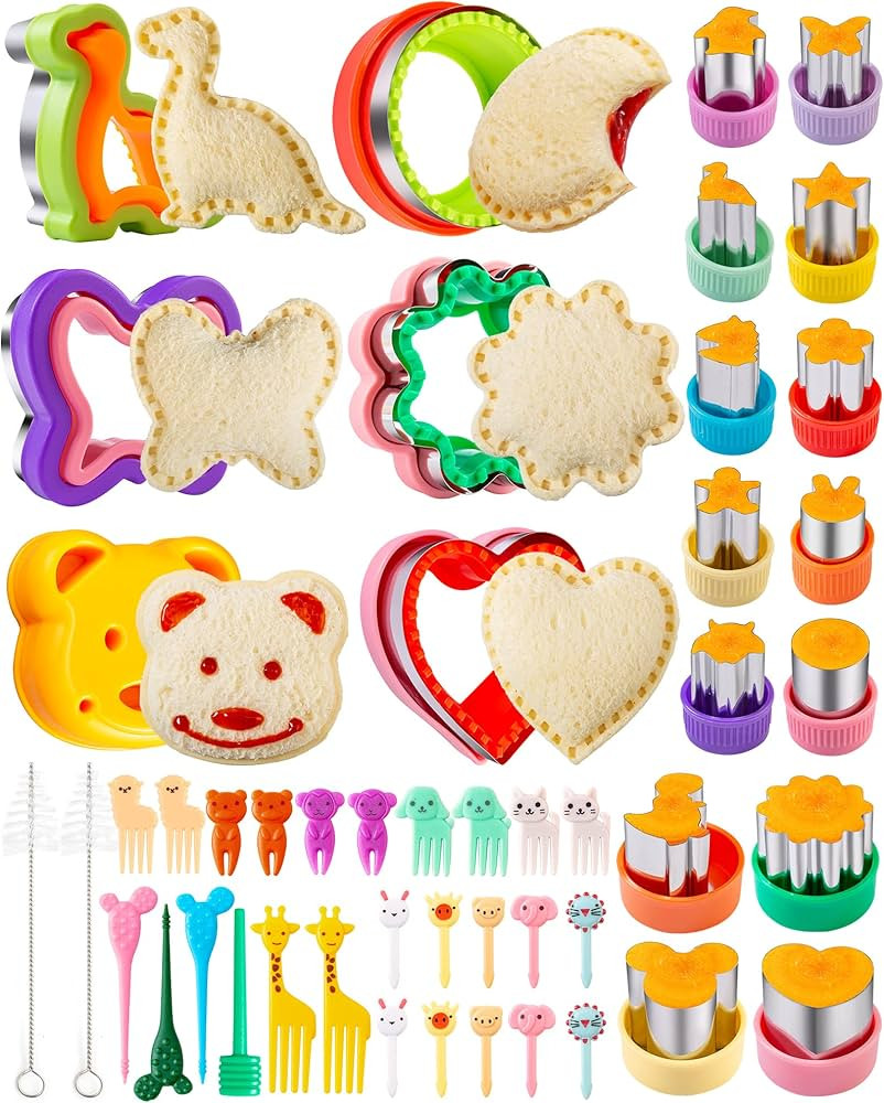 Sandwich Cutters for Kids Lunch 12 Pcs     Cookie Cutters Set, Vegetable Fruit Cutters Shapes, St... | Amazon (US)