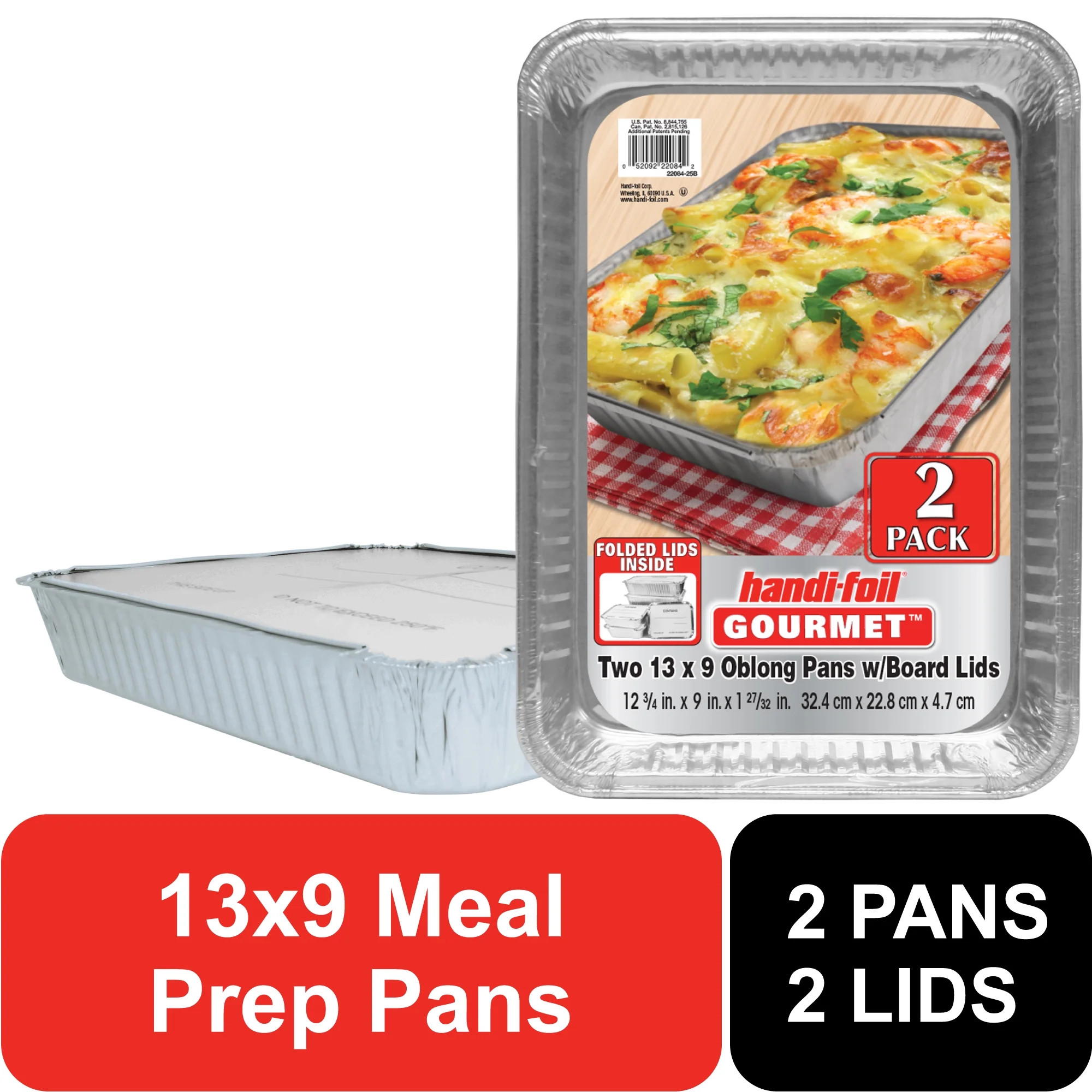 Handi-Foil Aluminum Meal Prep Pan with Folded Lids, 13 x 9 Inch, 2 Count | Walmart (US)