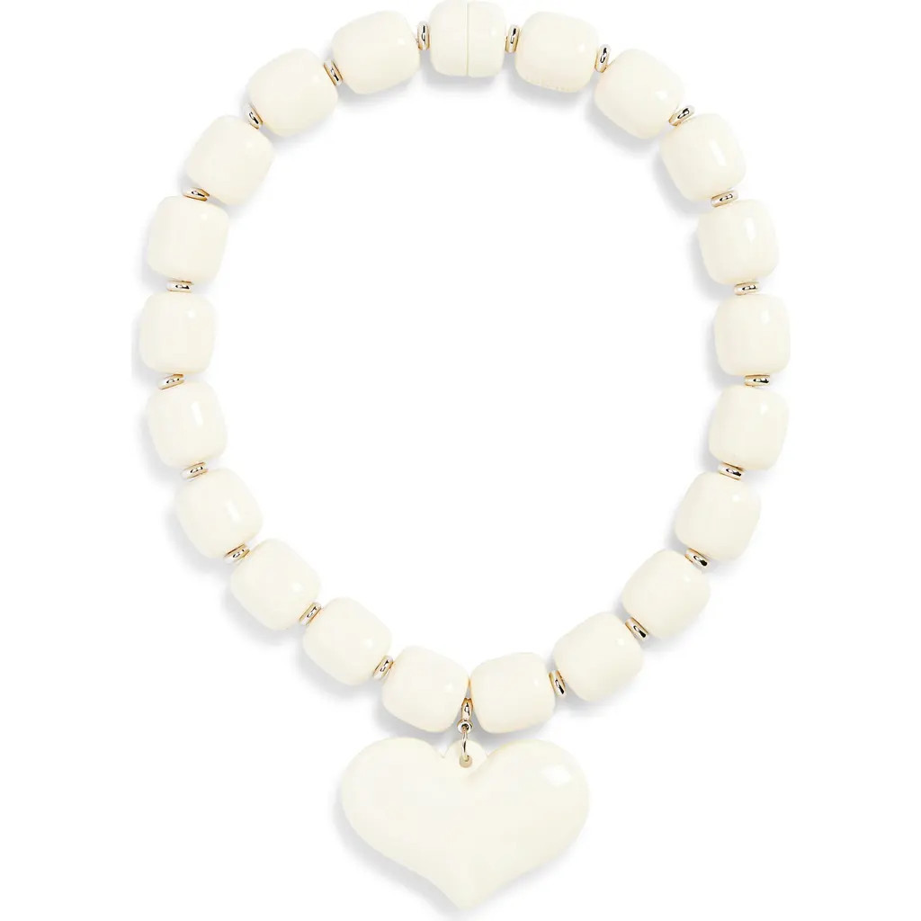 Julietta Amore Beaded Heart Pendant Necklace in Ivory at Nordstrom | Nordstrom