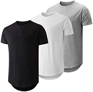 JMIERR Mens 3 Pack Cotton Hipster Hip Hop Longline Crewneck T-Shirt | Amazon (US)