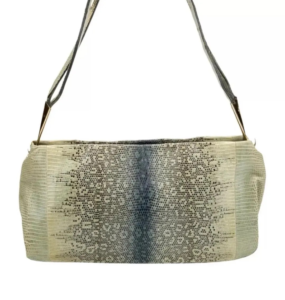 Vintage Bottega Veneta 90’s Blue/green Lizard Shoulder Pochette - Etsy | Etsy (US)