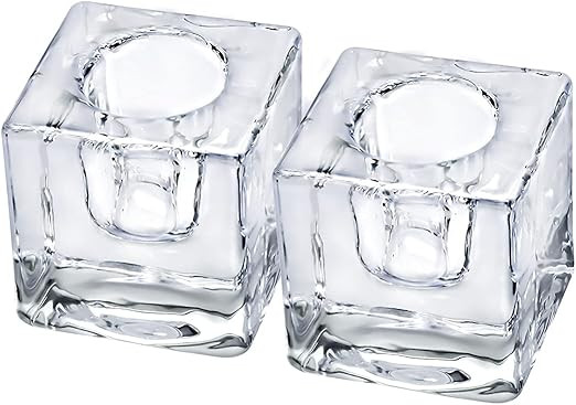 Glass Taper Candle Holders|Clear Candlestick Holder|Small Glass Candle Holder for Wedding, Party ... | Amazon (US)
