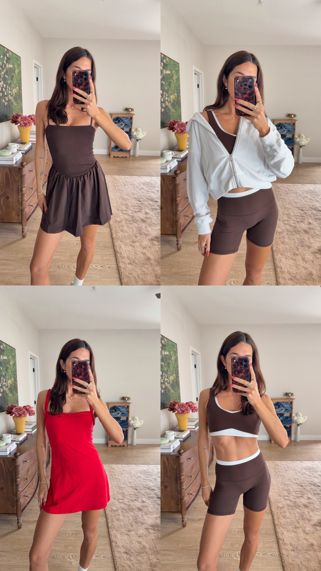 #AbercrombiePartner YPB new arrivals! @abercrombie  YPB motionTEK Active Mini Dress in Coffee (XS), YPB On The Go 6am Full Zip Hoodie in White (M), YPB studioFLEX Scrunchie Strap Mini Dress in Vivid Red (XS Reg), YPB studioFLEX Double Layered Sports Bra in Espresso (S), & YPB studioFLEX Biker Short in Espresso (XS).

#LTKsummer #LTKstyletip #LTKfitness