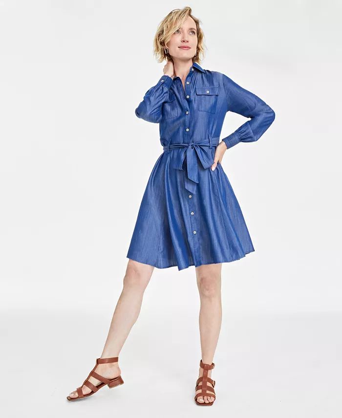On 34th Women's Chambray Belted Shirtdress, Created for Macy's - Macy's | Macys (US)