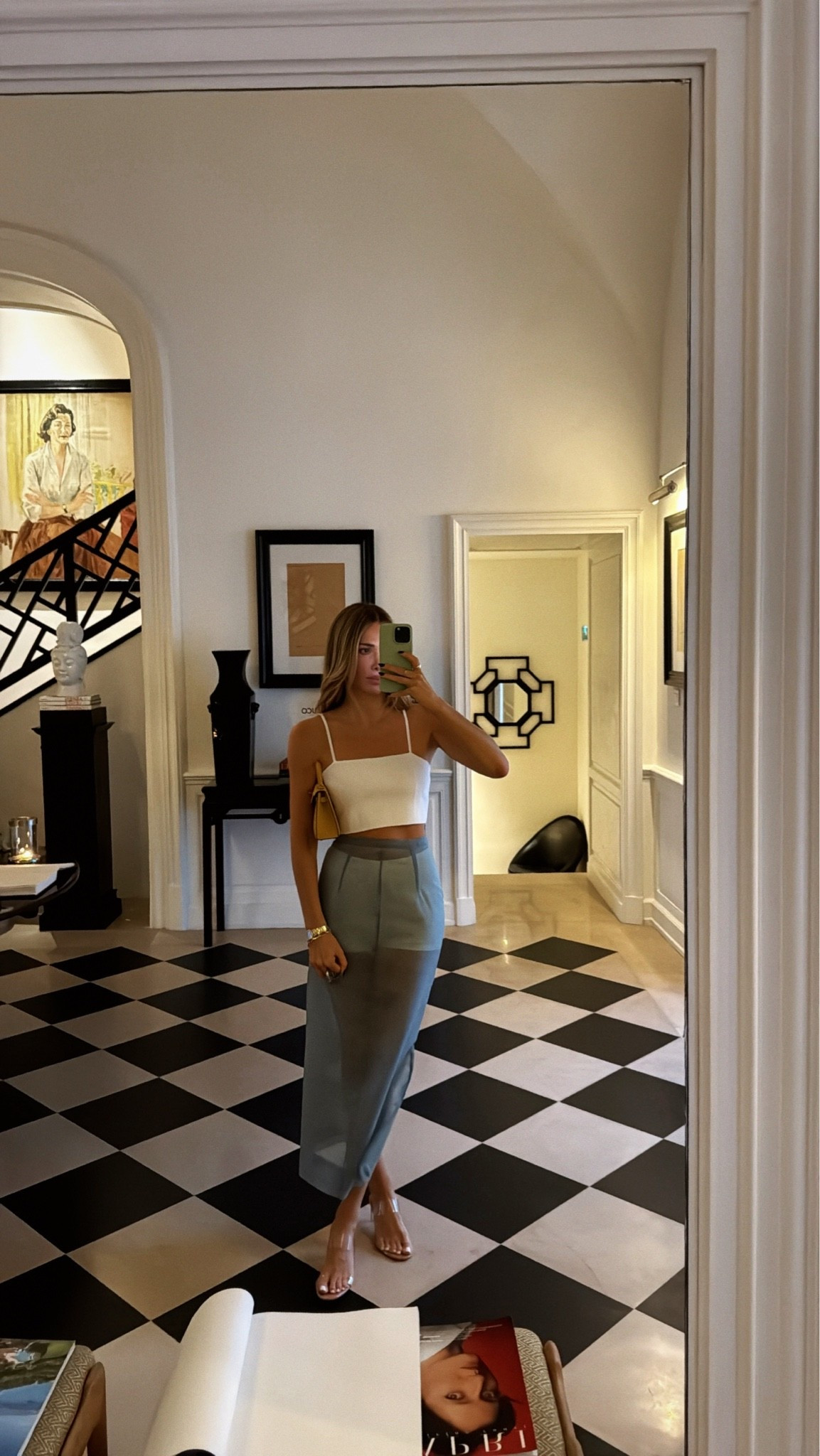 Sheer skirt and cami… the shorts came with another sheer skirt I bought but any boy shorts work