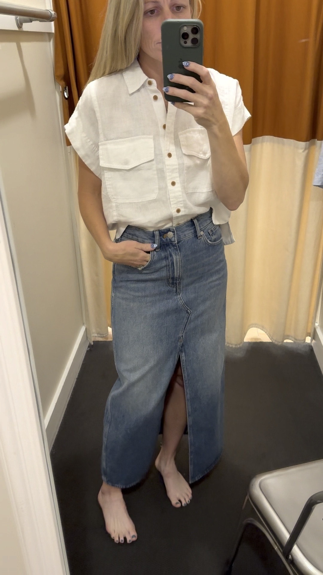 I’ve been wanting a maxi denim skirt for a while and o went with this one.  It’s offered in a lighter denim wash as well as a white denim.  I also just added this linen cargo pocket button down to my closet.

#springoutfit #countryconcert #denimskirt #nashvilleoutfit #springskirt 

#LTKxMadewell #LTKVideo #LTKStyleTip