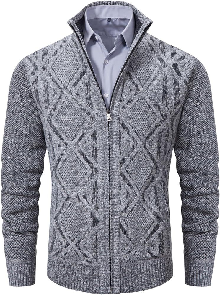 VtuAOL Men's Cardigan Sweaters Full Zip Knitted Sweater for Men Cardigan with Pockets | Amazon (US)