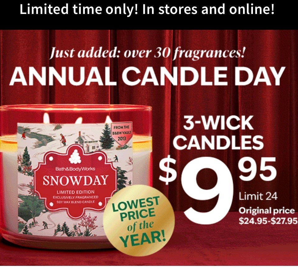 Shop the 3 wick candles on sale for $9.95 while supplies last!!! It’s time for the annual stock up on candles for home and for gifts throughout the year for the lowest price!! #bathandbodyworks 

#LTKGiftGuide #LTKHoliday #LTKSaleAlert