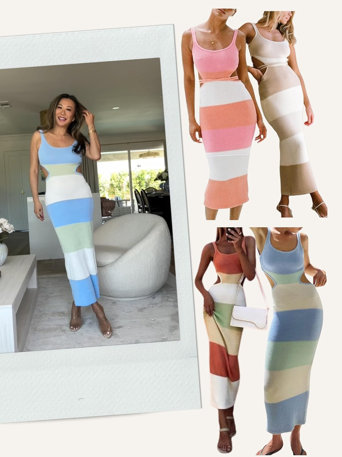 NUFIWI Women Backless Hollow Out Long Dress Sexy Tube Top Maxi Dress Bodycon Spaghetti Strap Cock... | Amazon (US)