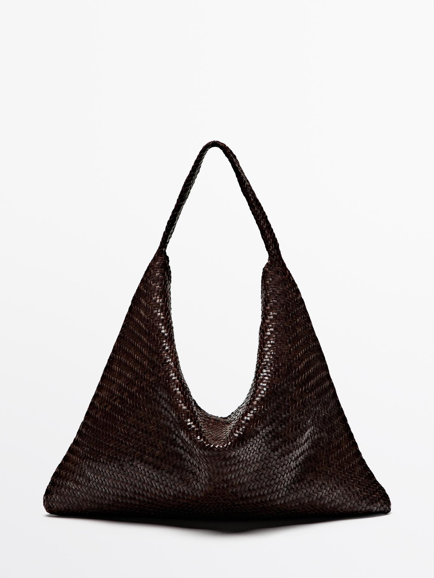 Nappa leather woven maxi tote bag | Massimo Dutti US