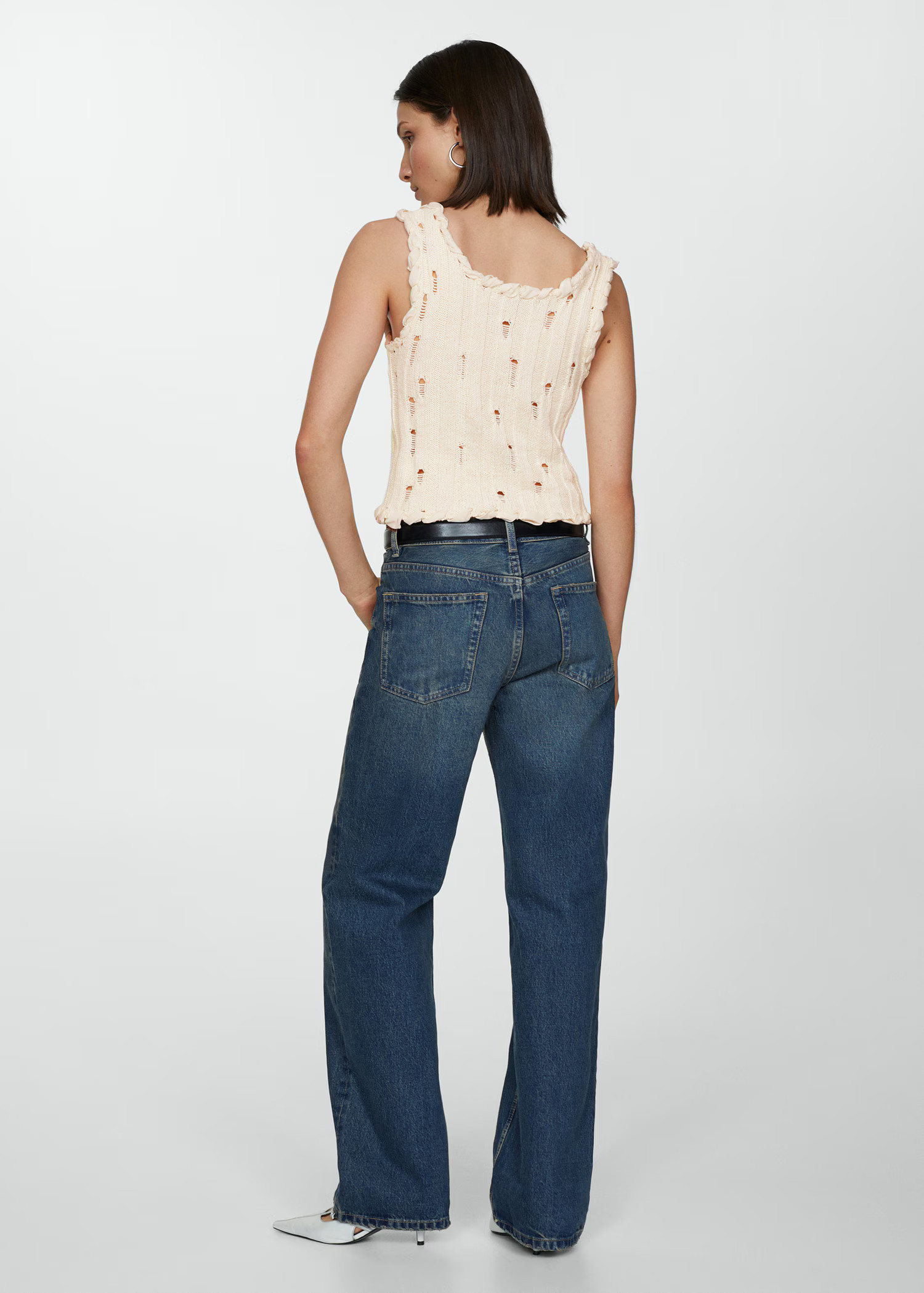 Ripped cotton sweater | MANGO (US)