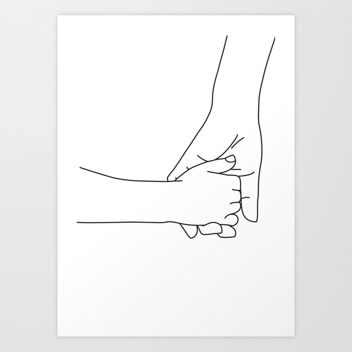 Holding hands mom and child Art Print | Society6