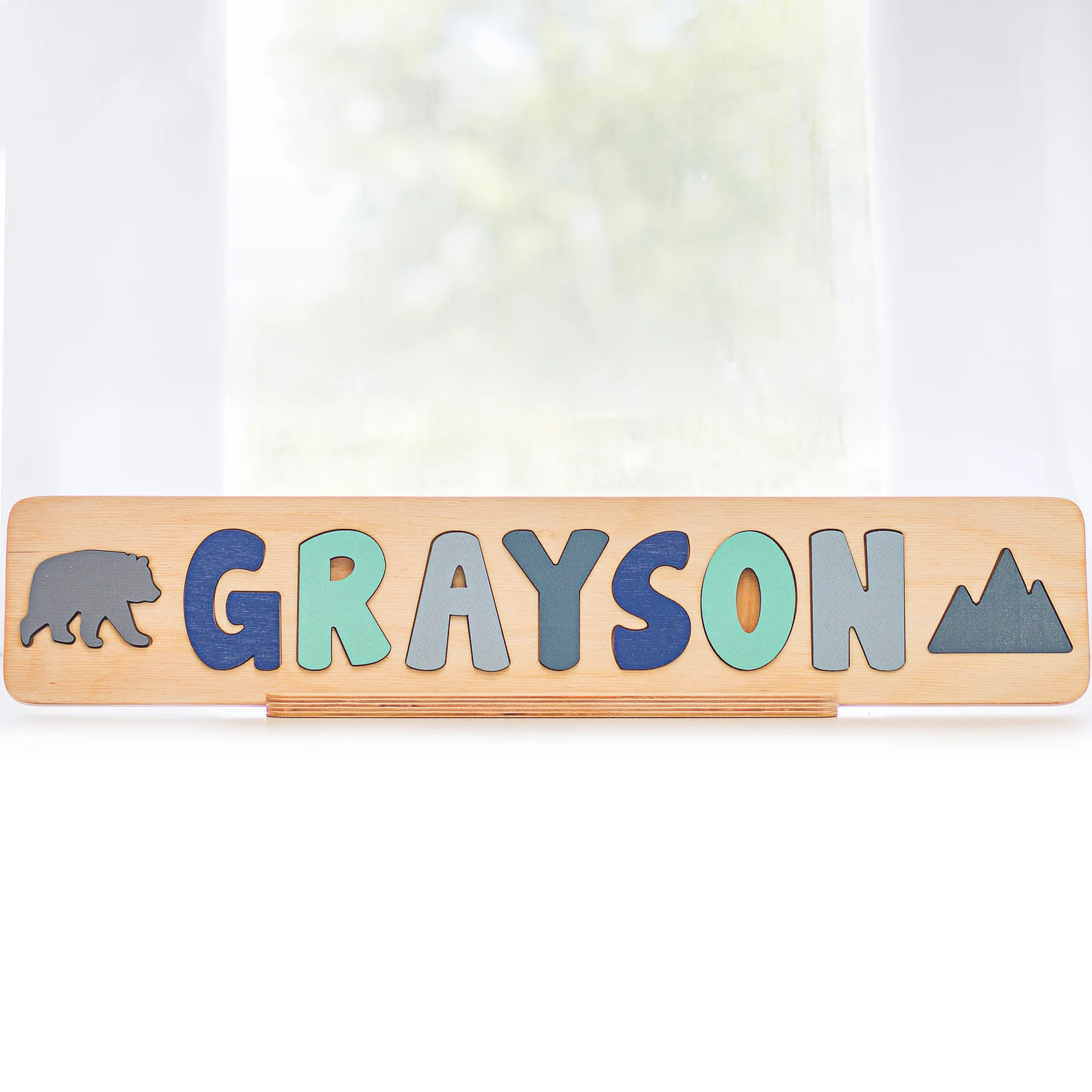 Wooden Name Puzzle With Bear and Mountain Easter Basket | Etsy | Etsy (US)