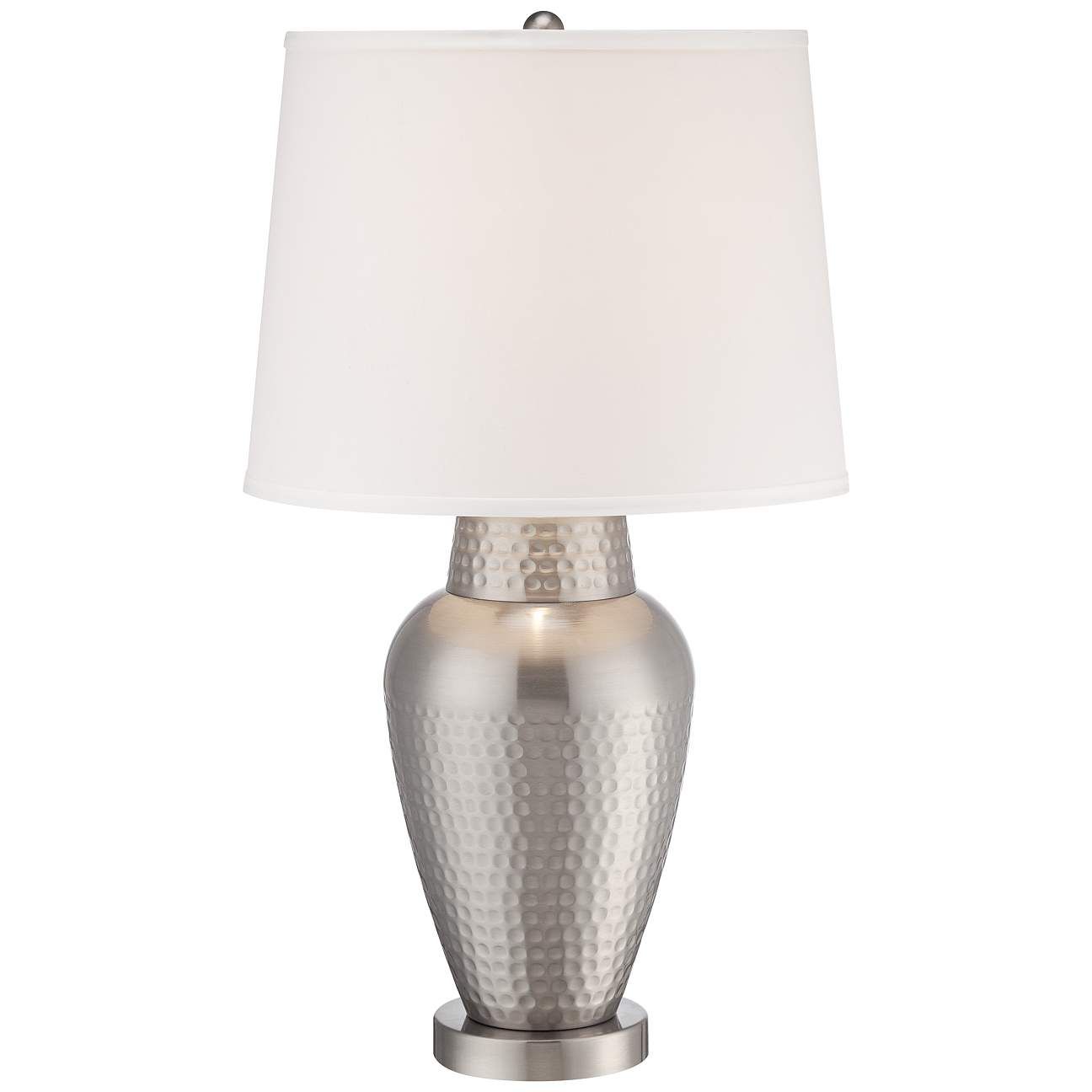Rupert Brushed Nickel Hammered Metal Vase Table Lamp - #2G943 | Lamps Plus | Lamps Plus