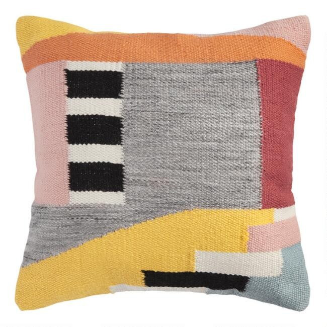 Multicolor Abstract Indoor Outdoor Throw Pillow | World Market