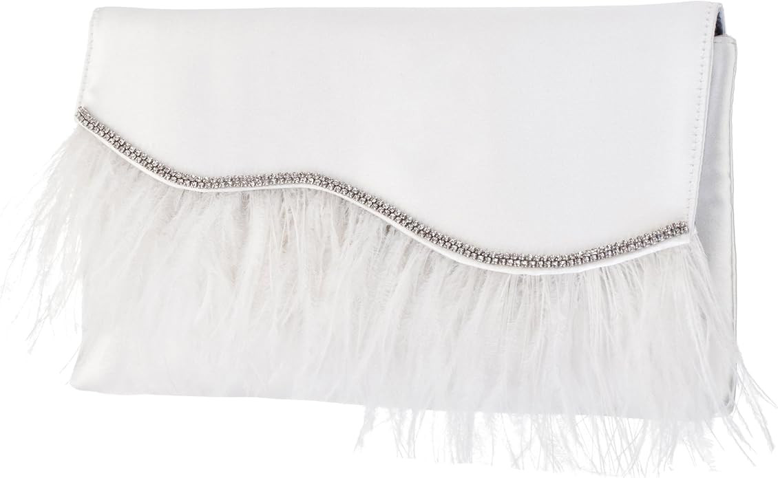 KAIDY-BLACK SATIN CLUTCH WITH FEATHER | Amazon (US)