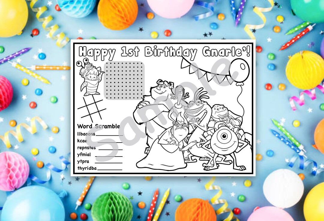 Customizable Monsters Inc. Birthday Coloring Page - Etsy | Etsy (US)