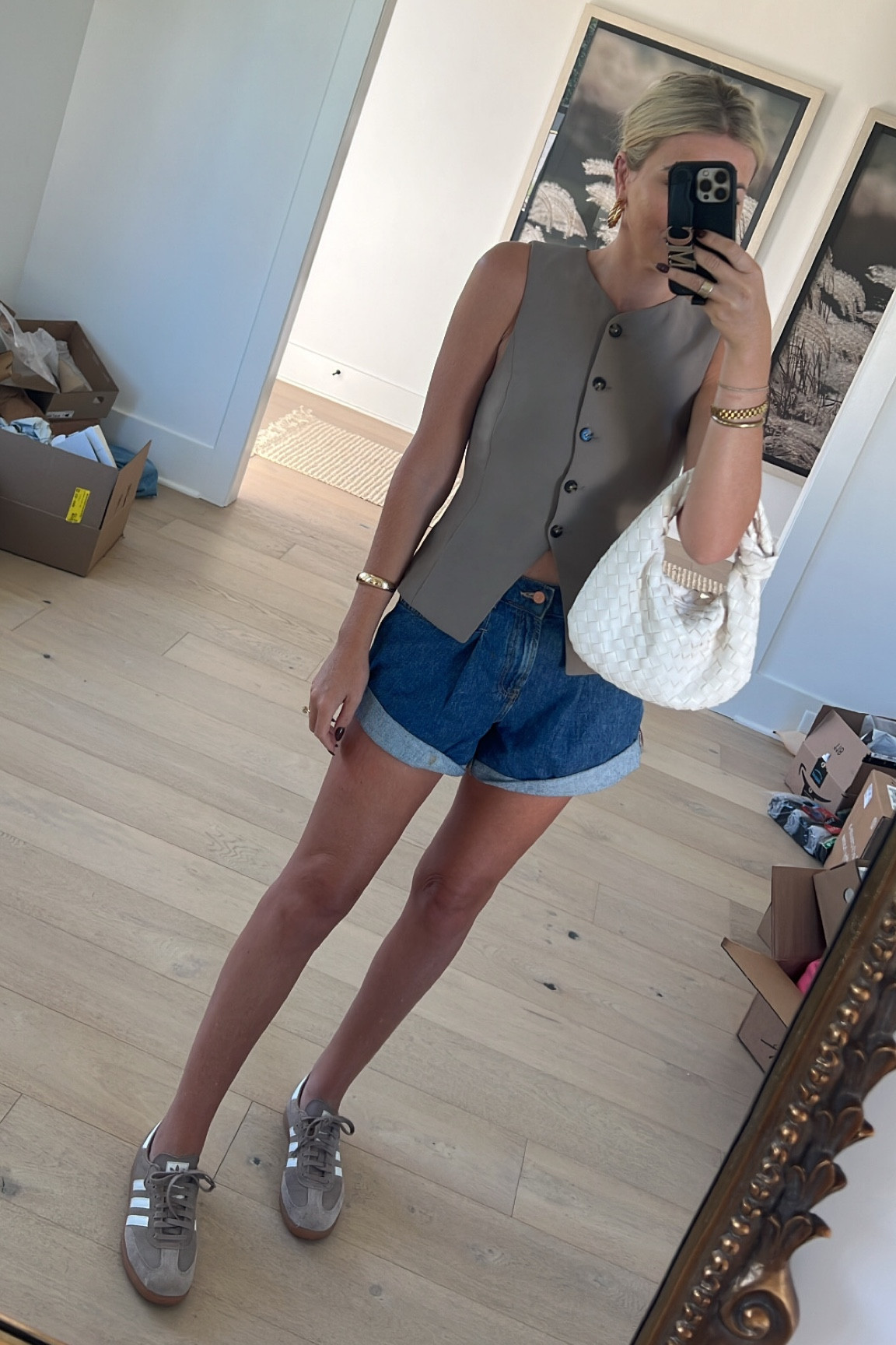 Fall outfit 
Aritzia button down top work wear inspired - true to size 
Adidas samba tan sneakers shoes 

#LTKShoeCrush #LTKFindsUnder100