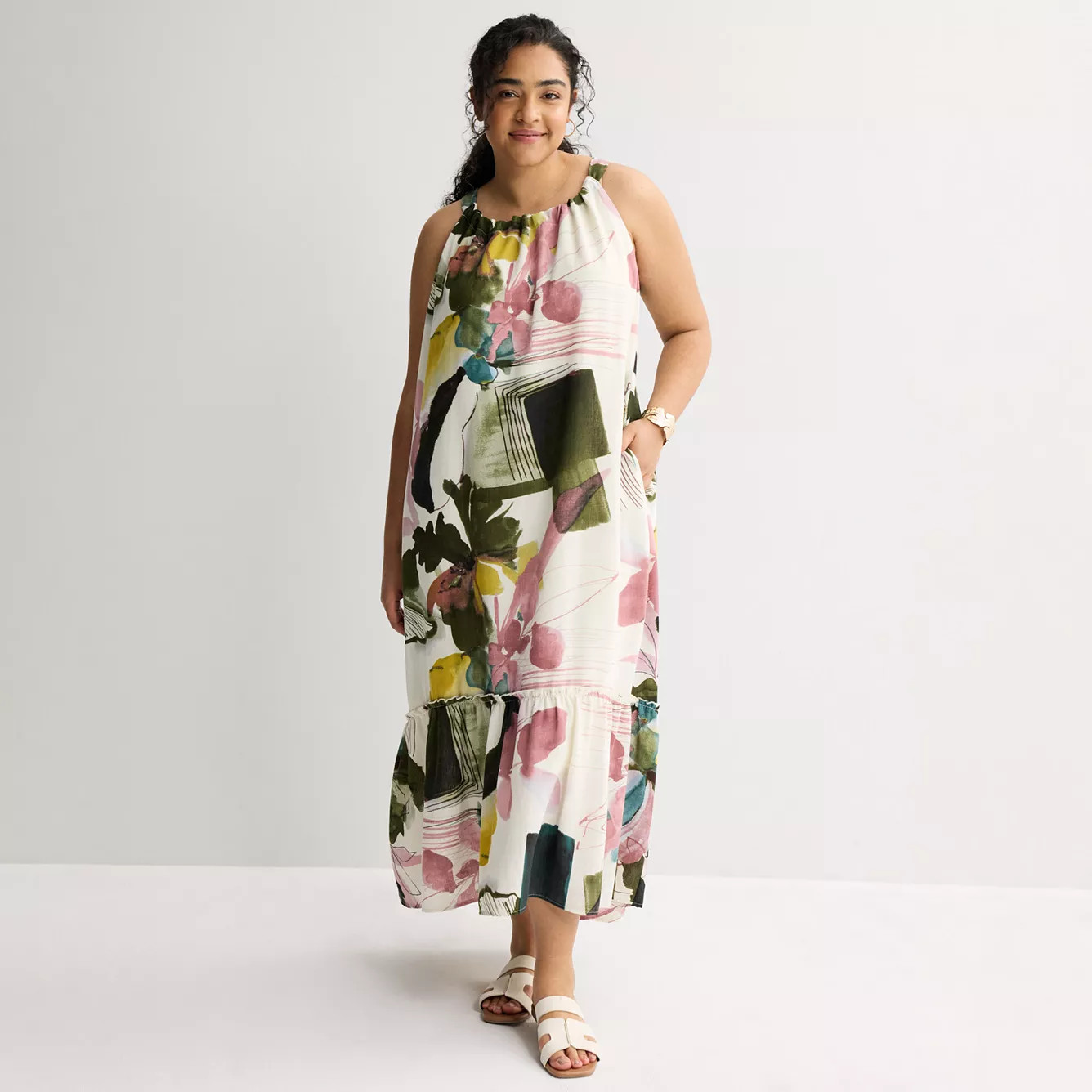 Plus Size 5th & Madison Edit Halter Neck Tiered Maxi Dress | Kohl's