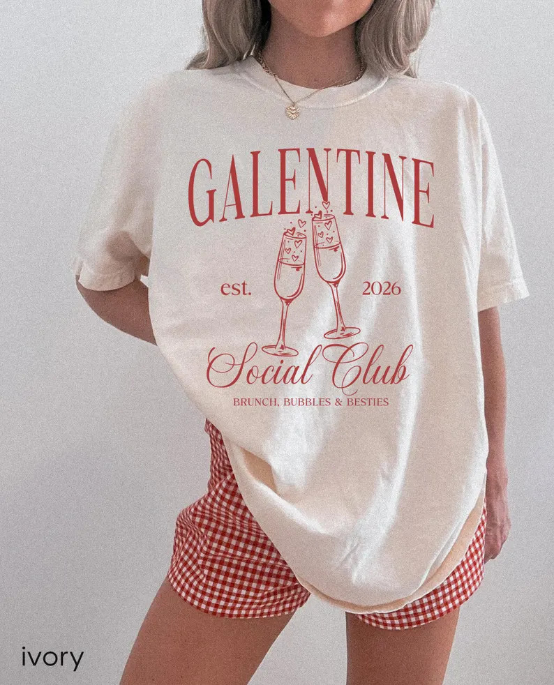 Comfort Colors® Galentine Social Club Shirt, Galentines Day Party Shirt - Etsy | Etsy (US)