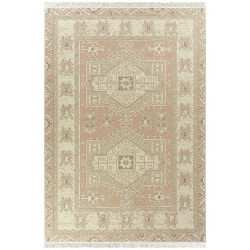 Towslee Oriental Cotton Pink/Beige Area Rug | Wayfair North America