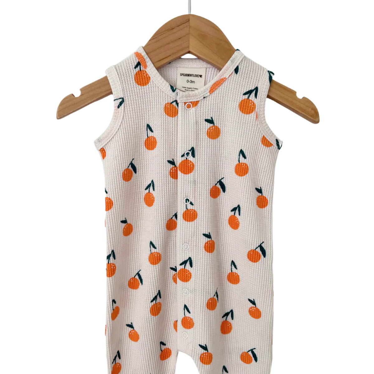 Organic Waffle Easy Romper, Oranges | SpearmintLOVE