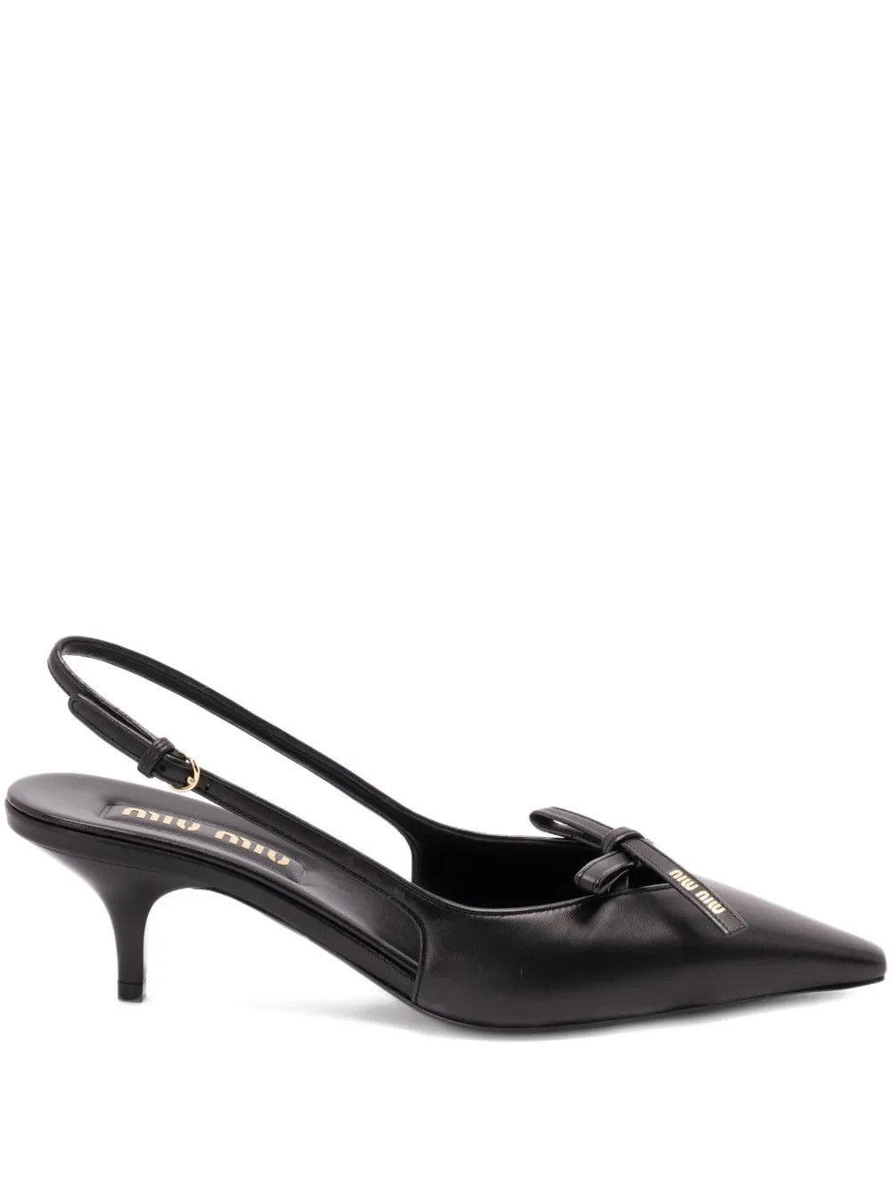 Miu Miu 50mm Bow Slingback Pumps | Black | FARFETCH UK | Farfetch Global