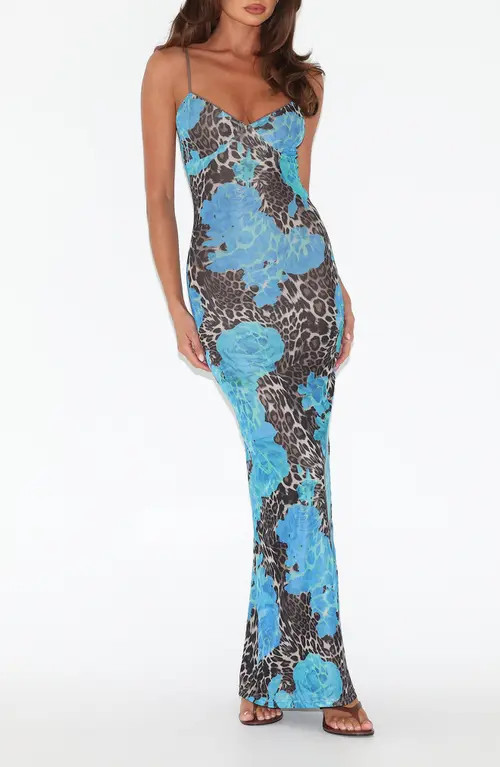 Tiger Mist Julianna Printed Maxi Dress in Blue Leopard at Nordstrom, Size Xx-Small | Nordstrom