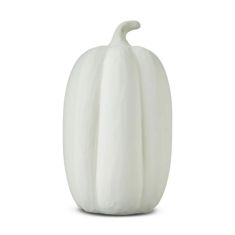 Paper Mache White Pumpkin Tabletop Decor, 12" Height, Fall by Way To Celebrate | Walmart (US)