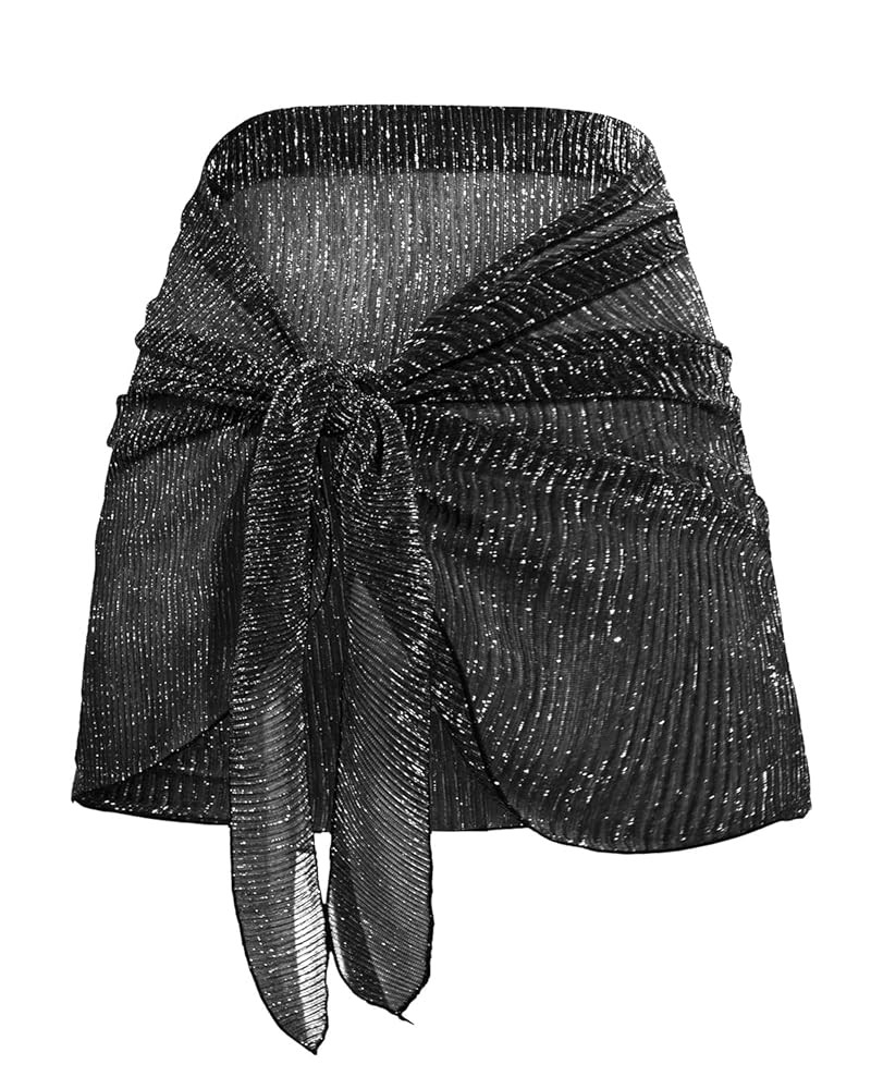 Holipick Shiny Sarong Coverups for Women Bathing Suit Wrap Skirt Swimsuit Beach Bikini Cover Up | Amazon (US)