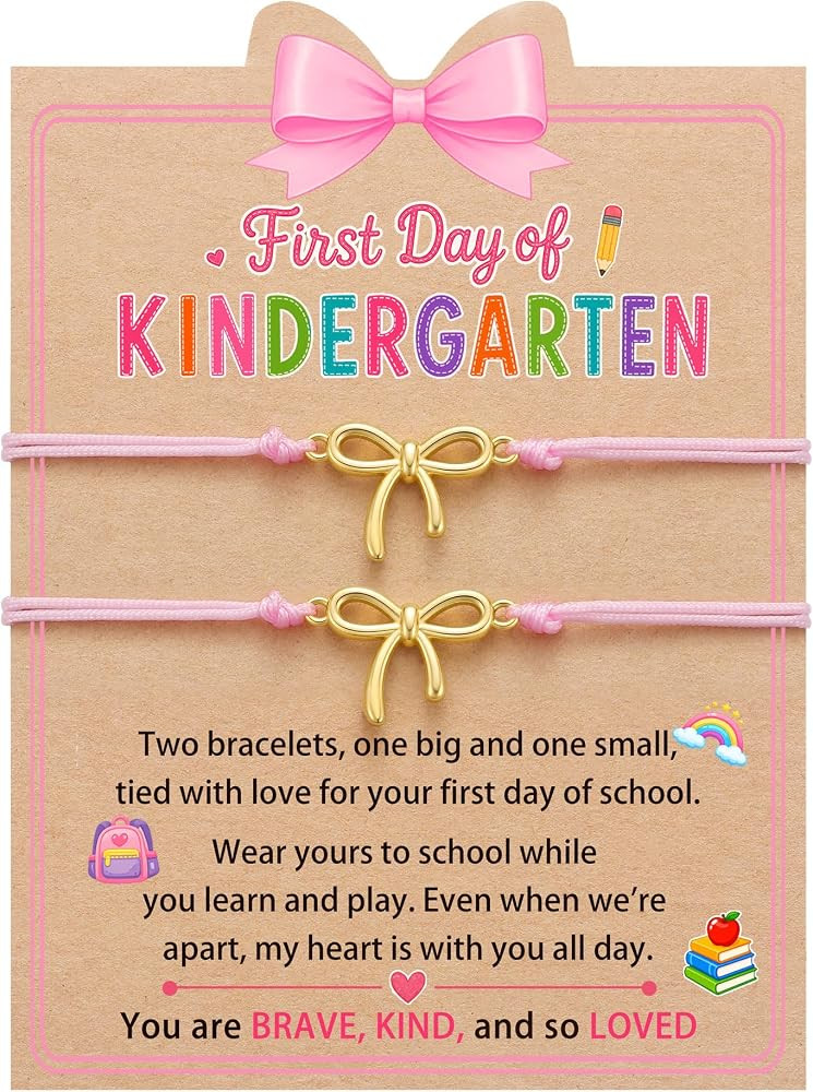 PINKDODO Bow Bracelet for Mom Daughter First Day of Kindergarten Prek Gifts | Amazon (US)