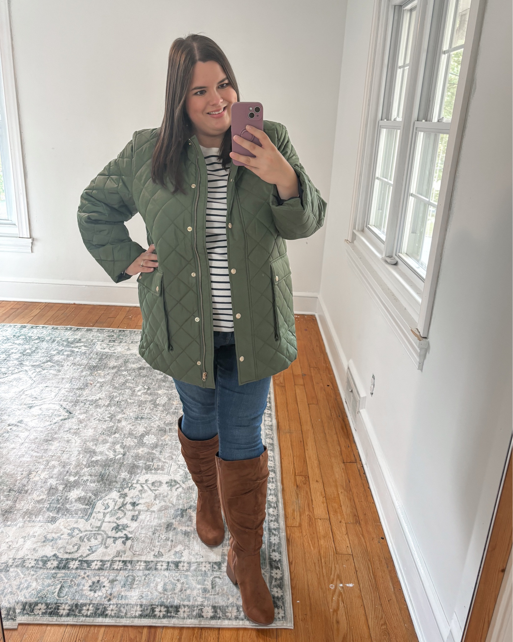 The perfect fall outfit for any outdoor event. My jacket& stripped tee are both 30% off  

Jacket - sized down to XXL
Top - size 2x
Jeans - size 18 (wished I went down a size) 



#LTKplussize #LTKsalealert #LTKbump