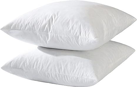 24x24 Euro Throw Pillow Inserts-Down Feather Pillow Inserts-Cotton Fabric-Set of 2-White | Amazon (US)