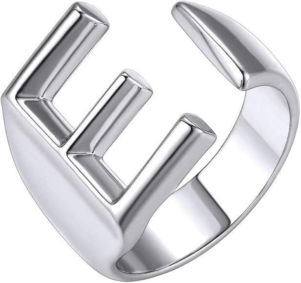 GoldChic Jewelry Personalized Gold Bold Initial Letter Open Ring Adjustable Women Statement Rings... | Amazon (US)