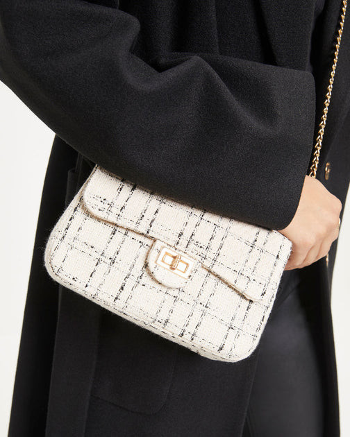 Amelia Crossbody Tweed Bag - White | VICI