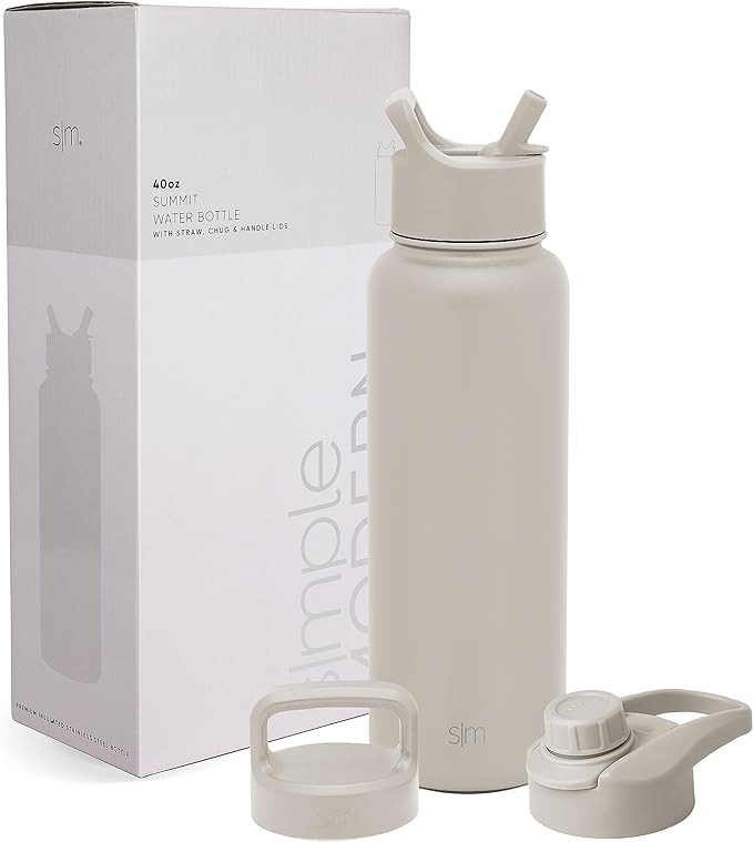 Simple Modern Water Bottle with Straw, Handle, and Chug Lid Vacuum Insulated Stainless Steel Meta... | Amazon (US)