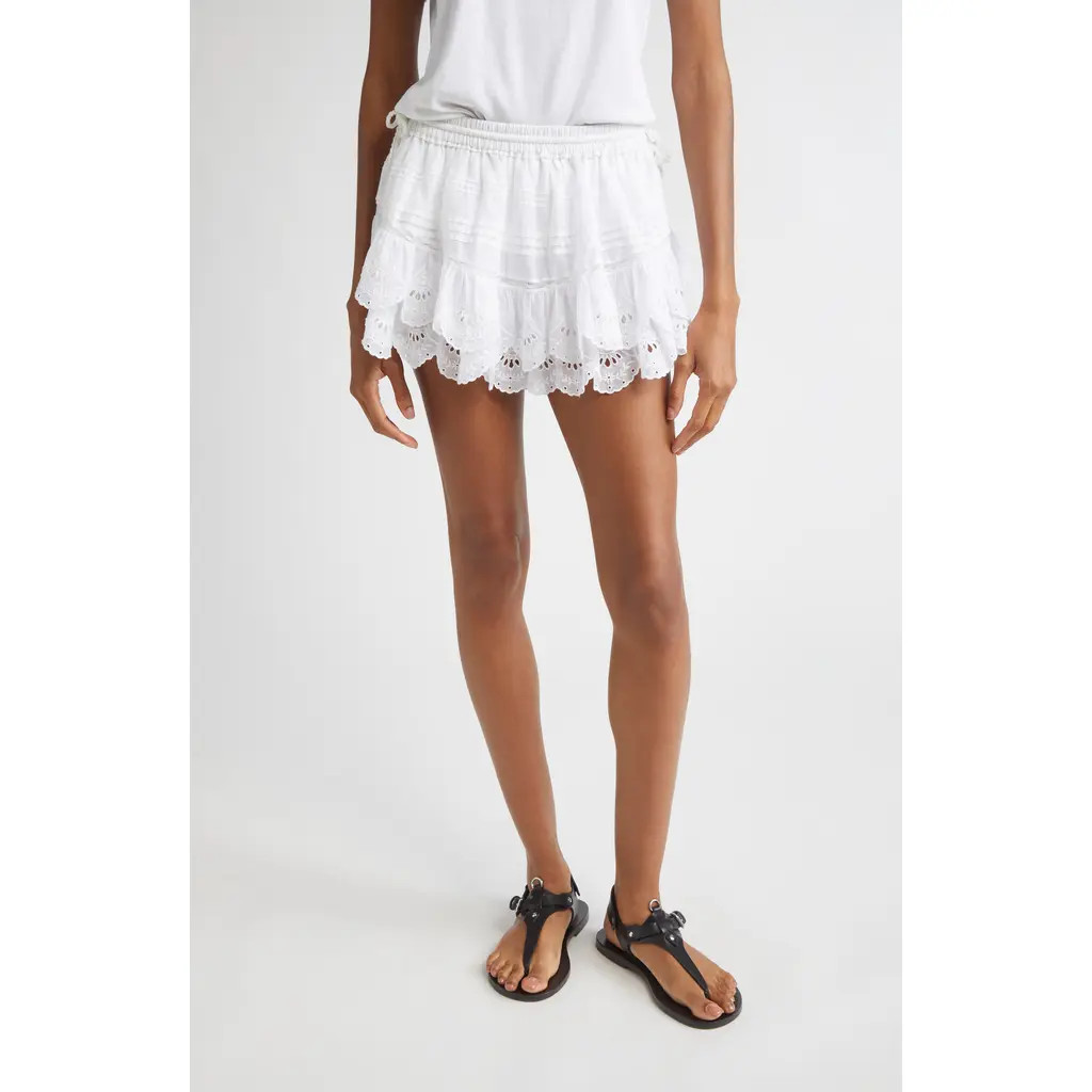 Isabel Marant Étoile Puria Cotton Eyelet Miniskirt in White at Nordstrom, Size 10 Us | Nordstrom