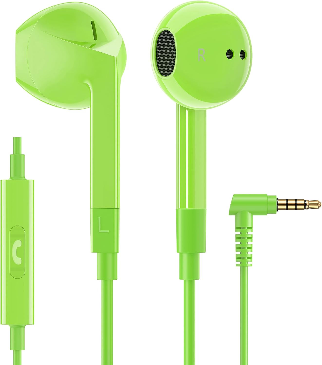 LUDOS FEROX Wired Earbuds in-Ear Headphones, 5 Year Warranty, Earphones with Microphone, Noise Isolation Corded for 3.5mm Jack Ear Buds for iPhone, Samsung, Laptop, Kids, School Students - Green | Amazon (US)