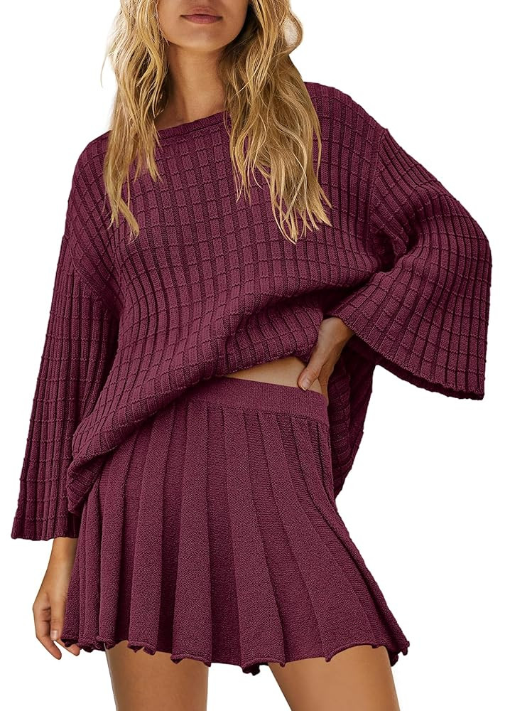 SENSERISE Fall Sweater Sets Skirt Sets Women 2 Piece Outfits Long Sleeve Top and Skirts Set Loung... | Amazon (US)
