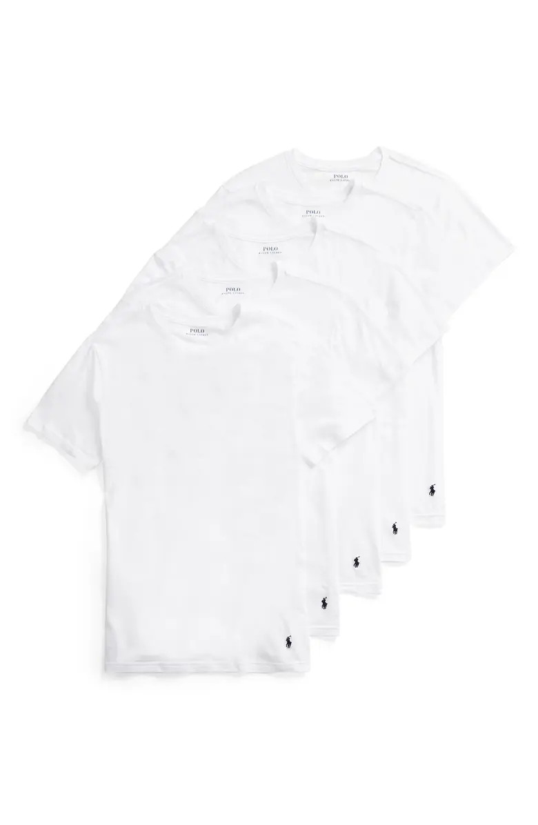 Polo Ralph Lauren 5-Pack Slim Fit Logo Embroidered Crewneck Undershirts | Nordstrom | Nordstrom